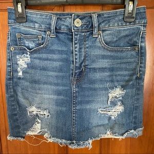 American Eagle Distressed Hi-Rise Mini Demin Skirt 4 Regular